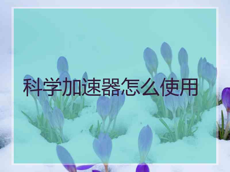 科学加速器怎么使用