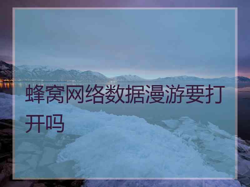 蜂窝网络数据漫游要打开吗