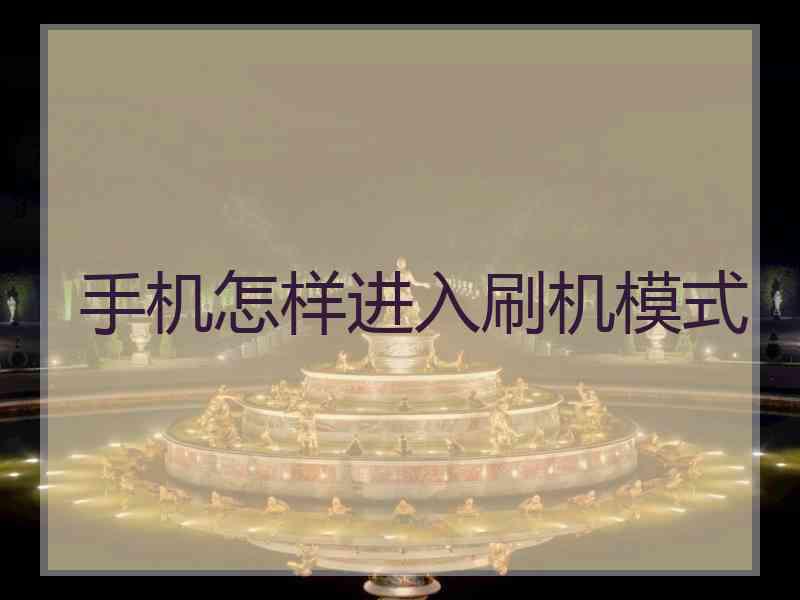 手机怎样进入刷机模式