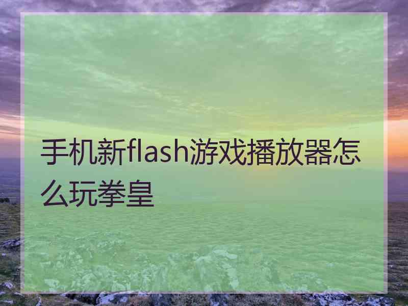 手机新flash游戏播放器怎么玩拳皇