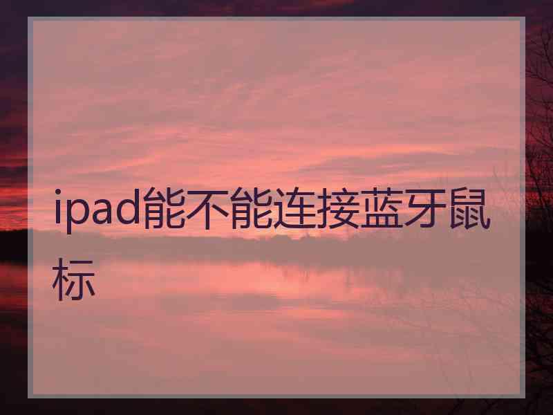 ipad能不能连接蓝牙鼠标