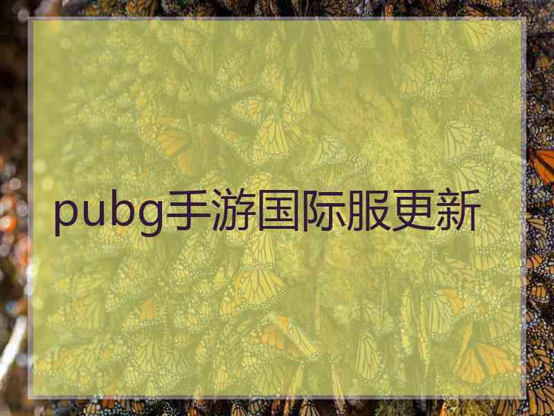 pubg手游国际服更新