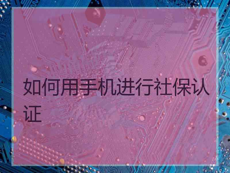 如何用手机进行社保认证