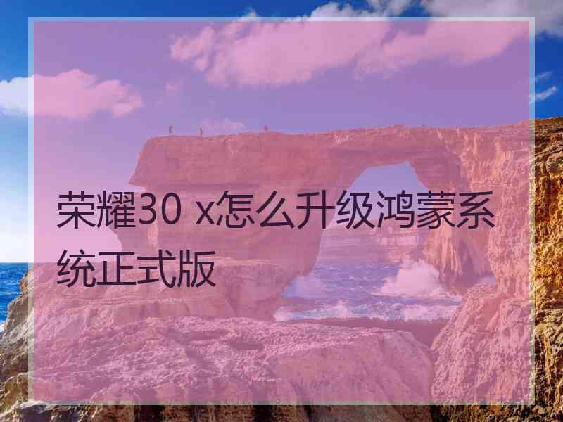 荣耀30 x怎么升级鸿蒙系统正式版
