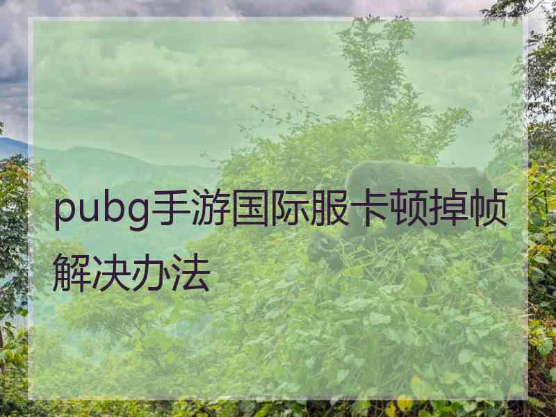 pubg手游国际服卡顿掉帧解决办法