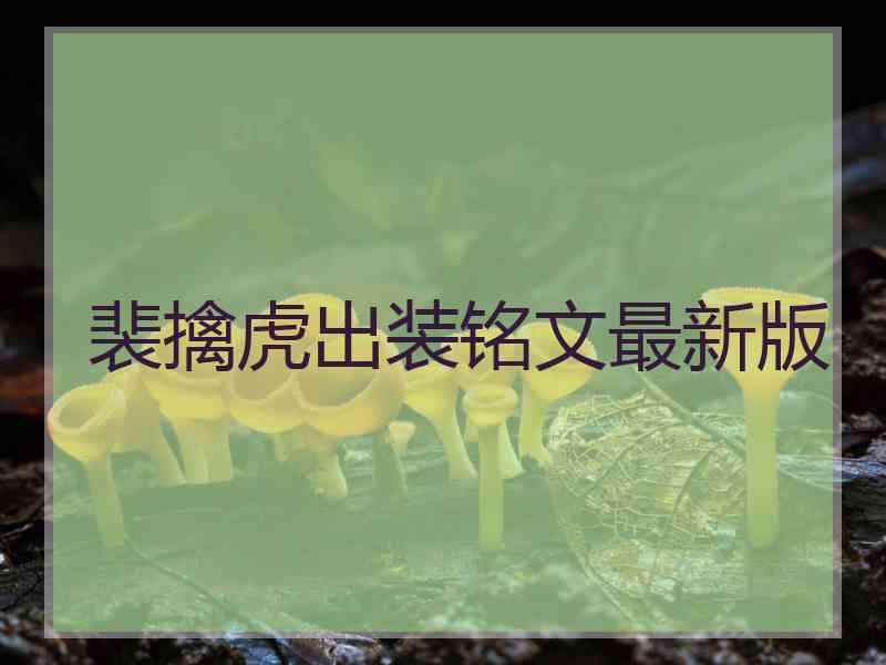 裴擒虎出装铭文最新版