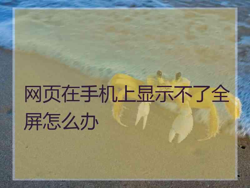 网页在手机上显示不了全屏怎么办