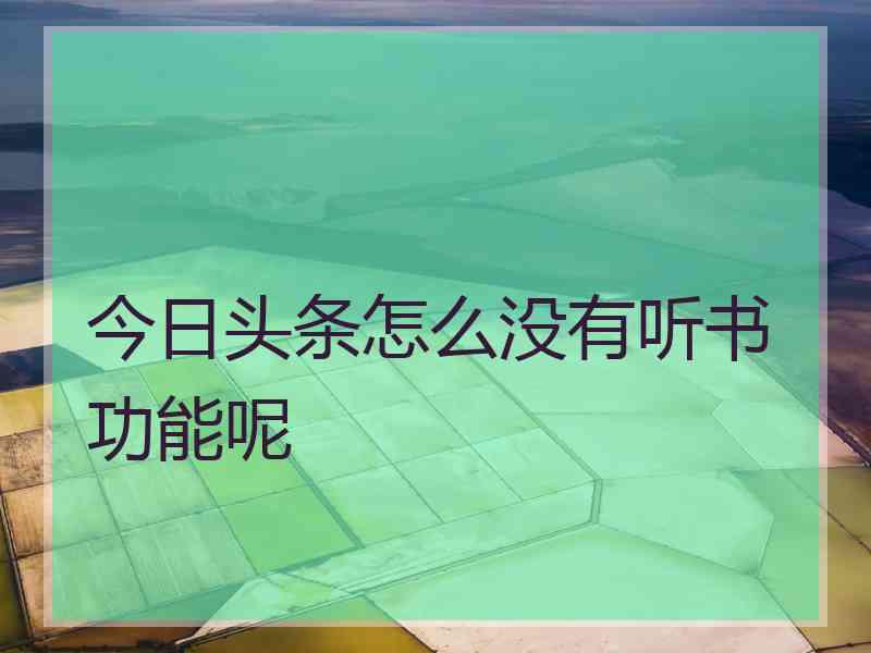 今日头条怎么没有听书功能呢