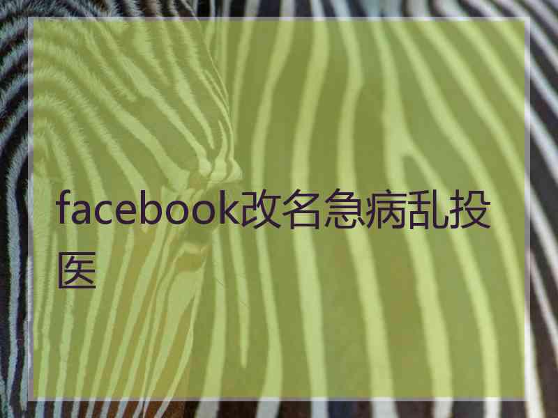 facebook改名急病乱投医