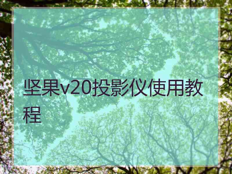 坚果v20投影仪使用教程