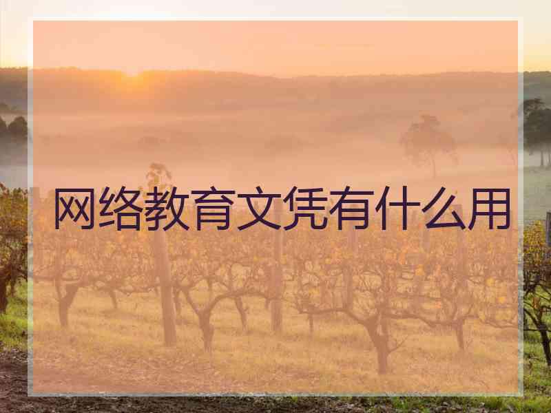 网络教育文凭有什么用