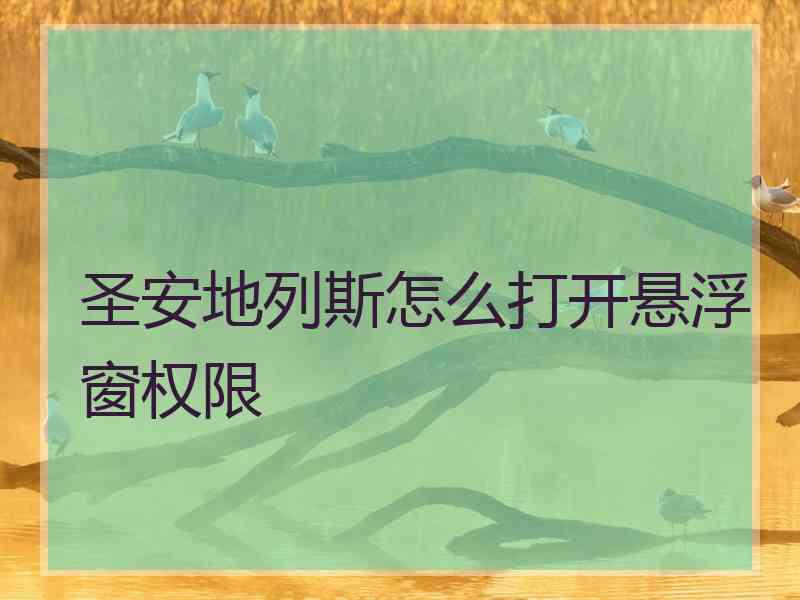 圣安地列斯怎么打开悬浮窗权限