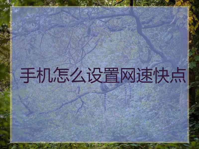 手机怎么设置网速快点