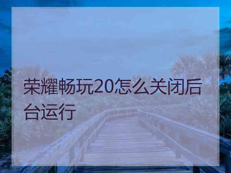 荣耀畅玩20怎么关闭后台运行