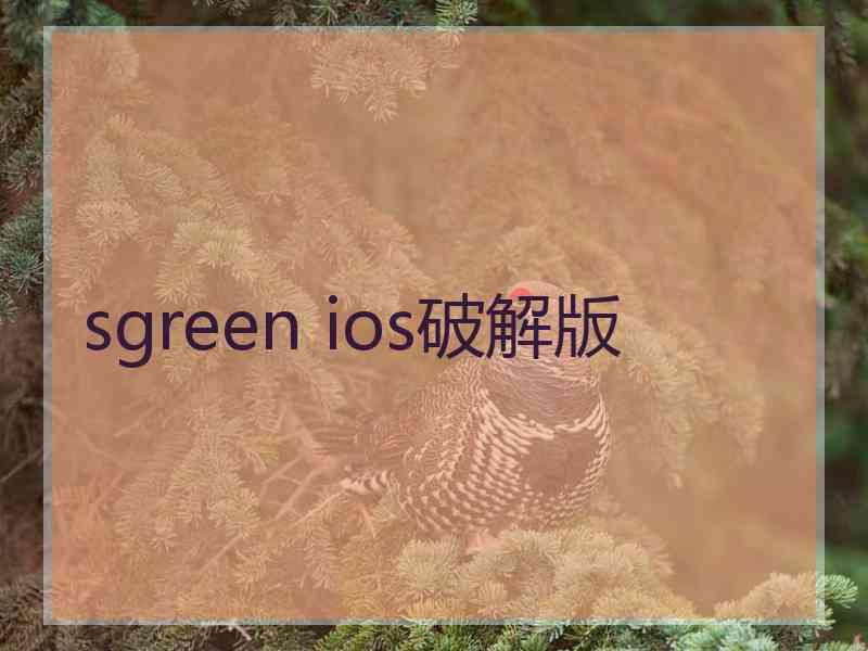 sgreen ios破解版