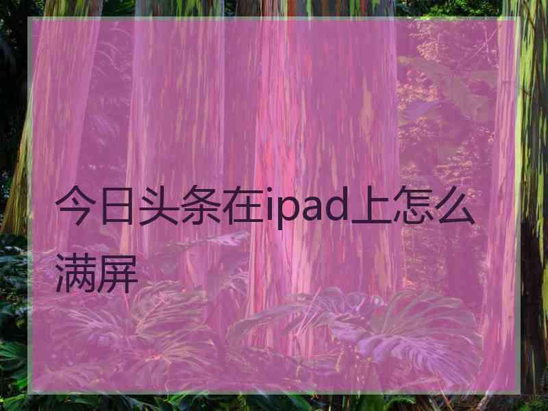 今日头条在ipad上怎么满屏