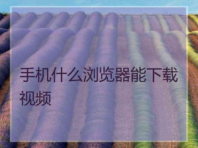 手机什么浏览器能下载视频