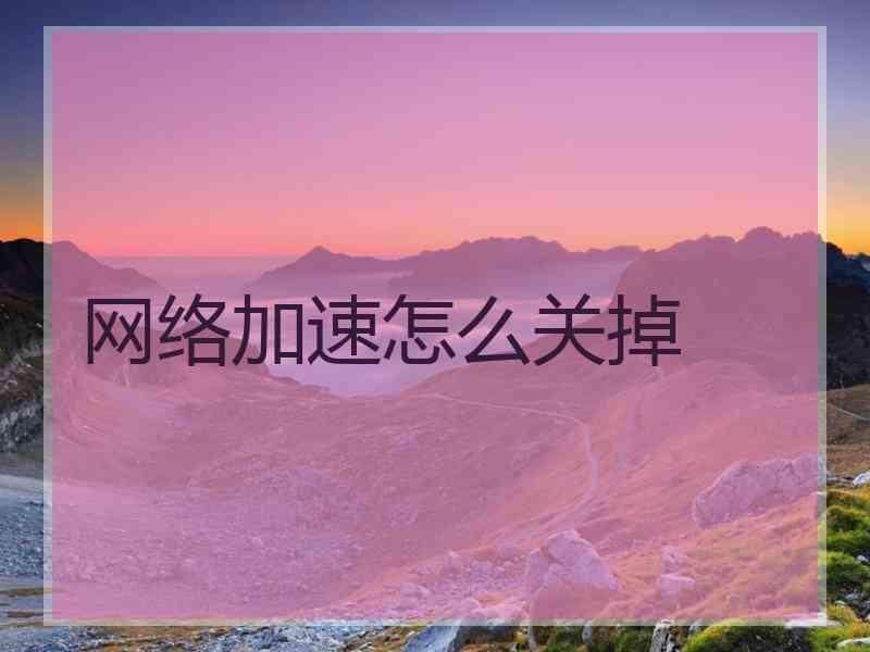网络加速怎么关掉