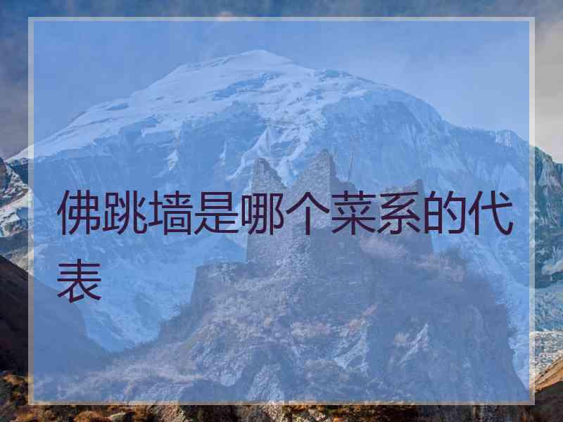 佛跳墙是哪个菜系的代表