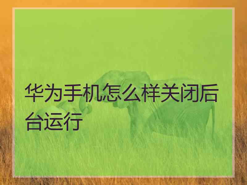 华为手机怎么样关闭后台运行