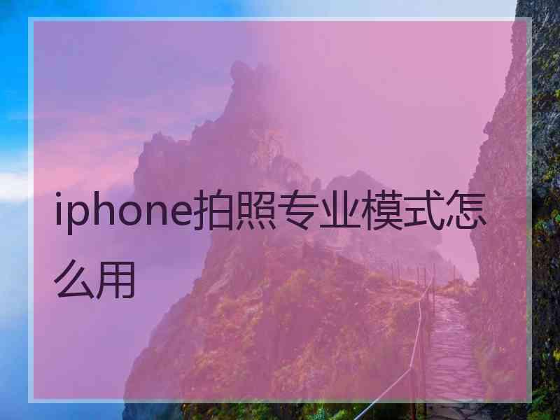 iphone拍照专业模式怎么用