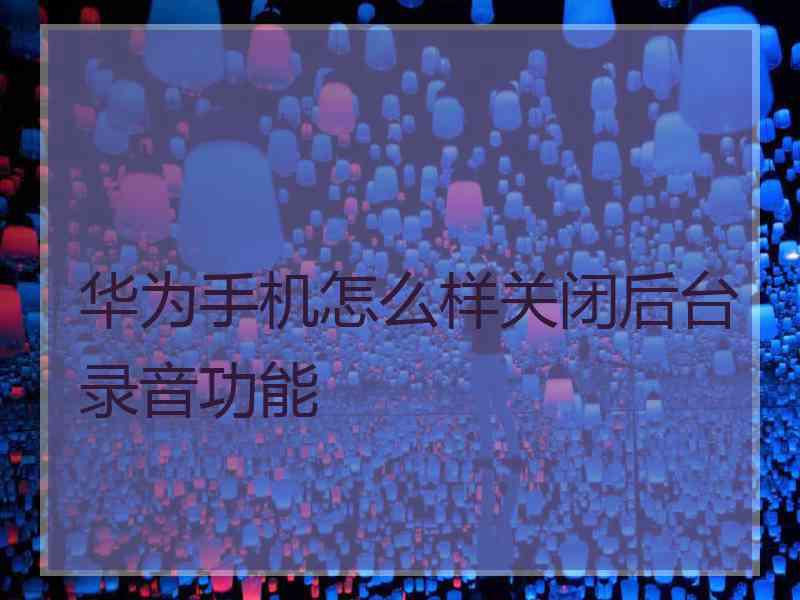华为手机怎么样关闭后台录音功能